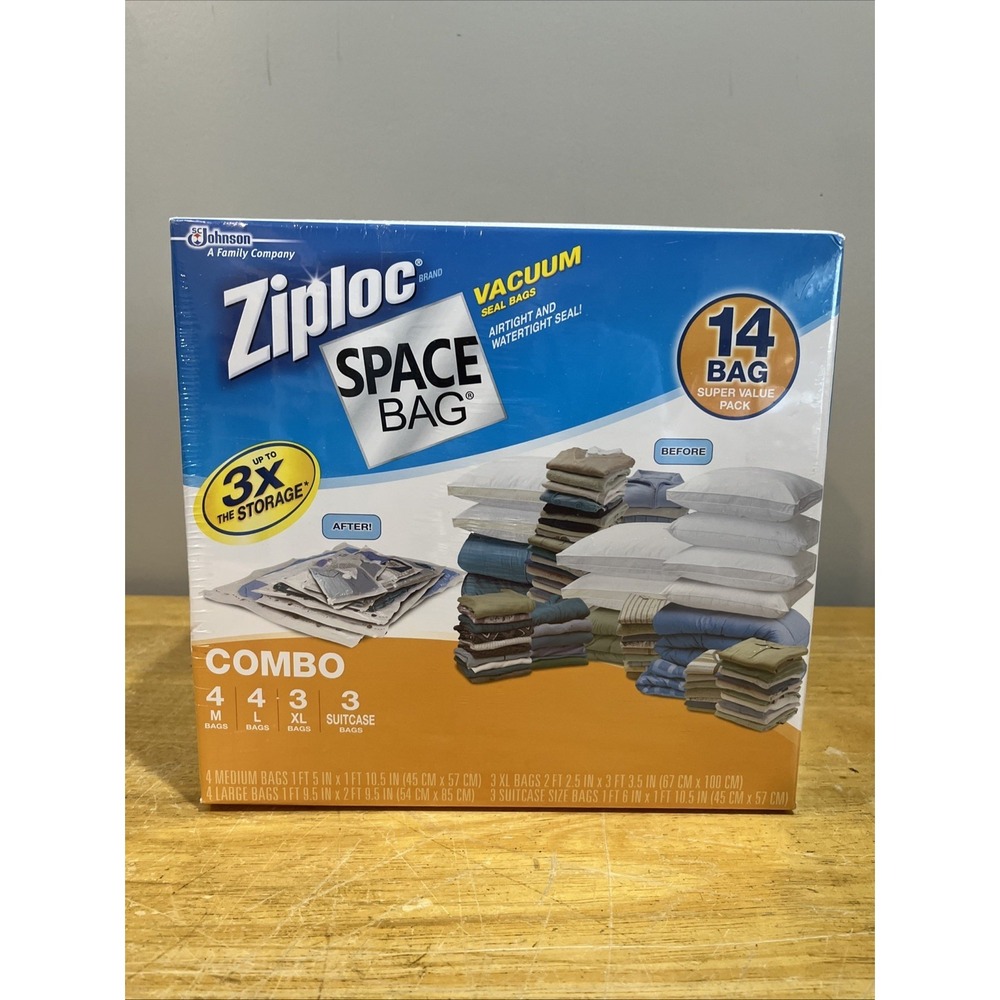 Ziploc Vacuum‎ Seal Space Bag Box of 14 Variety M L XL Travel NEW Sealed